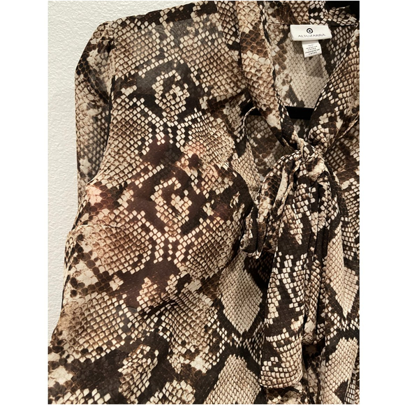 ALTUZARRA Python Print Georgette Bow Blouse - Picture 8 of 9